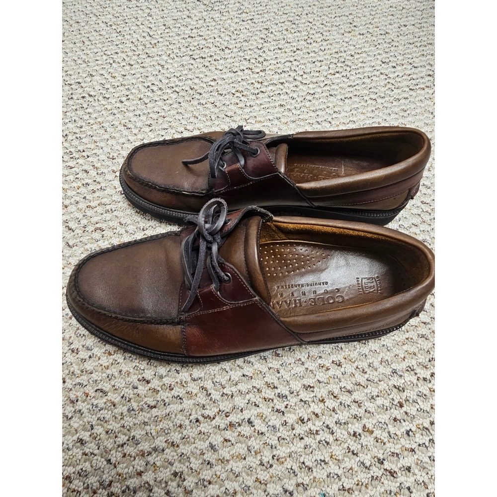 Cole‎ Haan Country Mens Brown Leather Boat Shoes Handsewn Moc Toe Loafers Flex